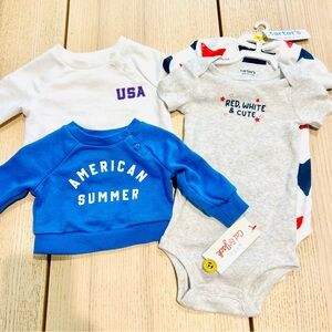 4 pcs baby clothing lot 4th of july bundle Bodysuit sweater USA baby outfits NWT